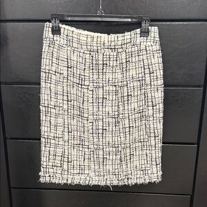 CHANEL Black and White Tweed Pencil Skirt